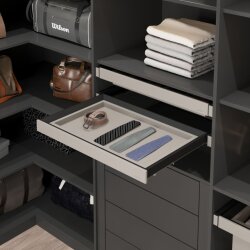 Starax S-6428-A Leather Touch Gizli Raylı Sığ Çekmece - 900 mm - Antrasit - Starax