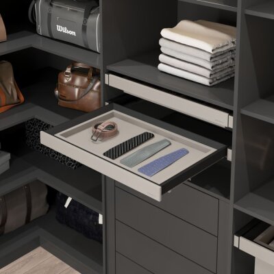 Starax S-6428-A Leather Touch Gizli Raylı Sığ Çekmece - 900 mm - Antrasit - 1