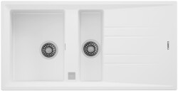 STONE 60 B-TG WHİTE TEKA 1,5 Göz Granit EVYE Beyaz - Teka