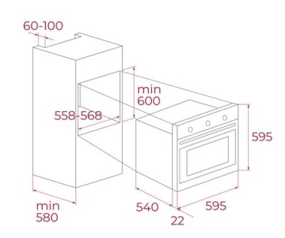 TEKA 3'lü set CHEF 4 ANKASTRE SET GRİ (hak 625 fırın+gbc kbc ocak+atv60 davlumbaz) - 8