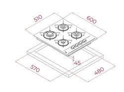TEKA 3'lü set CHEF 4 ANKASTRE SET GRİ (hak 625 fırın+gbc kbc ocak+atv60 davlumbaz) - 9