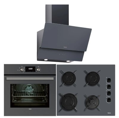 TEKA 3'lü set CHEF 4 ANKASTRE SET GRİ (hak 625 fırın+gbc kbc ocak+atv60 davlumbaz) - 1