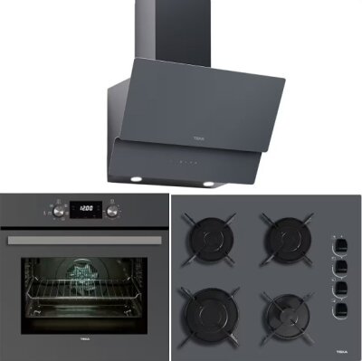 Teka Ankastre Set CHEF 5 Gri (HAK 625 ST Fırın-ATV 60 PRO ST Davlumbaz-GBE 64002 KBC ST Ocak) - 1