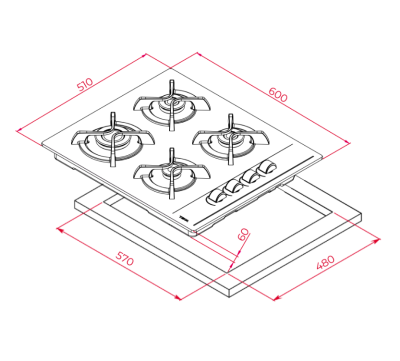 Teka GBC 64002 KBC WH E4 60cm Beyaz Gaz Ocak Chef 8 - 6