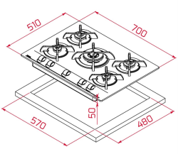 Teka GBC 75030 KBC BK (E4) 5 Göz Siyah Cam Ocak chef 10 - 5