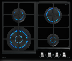 Teka GZC 64320 XBC 60cm 4 göz (1 wok göz) Siyah Camlı Ocak - 3