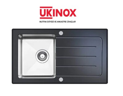 UKINOX Crystal 860 Siyah Cam Evye 50x86cm Tek Göz - 1