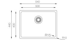 Ukınox MU 500 U4P.GT Polisajlı Tezgah Altı 40x50cm Evye Cubım modeli - 3