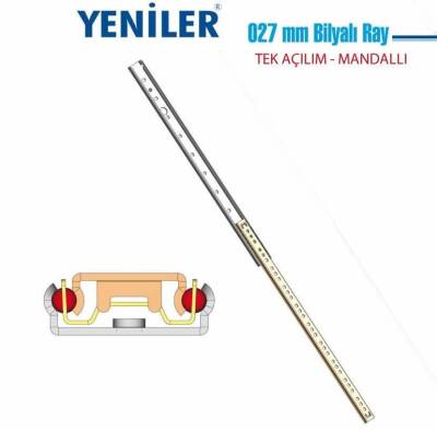 Yeniler 27mm 30cm İnce Bilyalı Ray Tek Açılım - 1