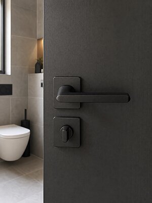 Zmk Kare Rozetli Zen D Kapı Kolu Siyah Erlux Wc - 1